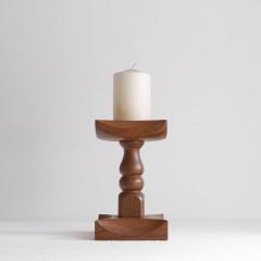 Large Brutalist Candle Holder in Solid Oak - 4609120