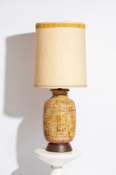 Large Brutalist Glazed Terracotta Lamp with Original Textured Shade - 2873946