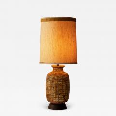 Large Brutalist Glazed Terracotta Lamp with Original Textured Shade - 2878297