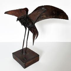 Large Brutalist Welded Steel Crow Bird Sculpture Signed - 3300204