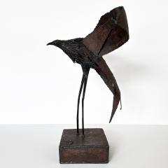 Large Brutalist Welded Steel Crow Bird Sculpture Signed - 3300205