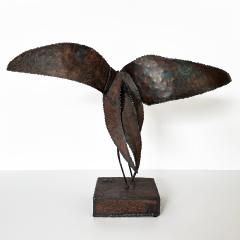 Large Brutalist Welded Steel Crow Bird Sculpture Signed - 3300208