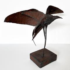 Large Brutalist Welded Steel Crow Bird Sculpture Signed - 3300209