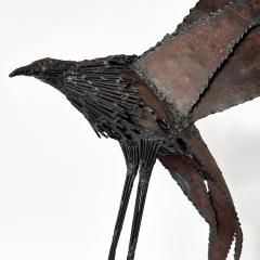 Large Brutalist Welded Steel Crow Bird Sculpture Signed - 3300210