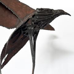 Large Brutalist Welded Steel Crow Bird Sculpture Signed - 3300211