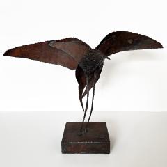 Large Brutalist Welded Steel Crow Bird Sculpture Signed - 3300215