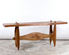 Large Brutalist style console in solid elm France circa 1980 - 3354091