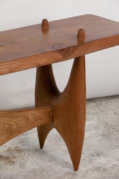 Large Brutalist style console in solid elm France circa 1980 - 3354095