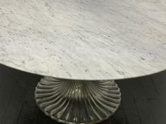 Large Carrara Marble Top Dining Table w Cast Aluminum Base - 1805686