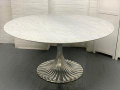 Large Carrara Marble Top Dining Table w Cast Aluminum Base - 1805691