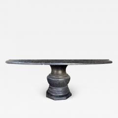 Large Carved Belgian Bluestone Round Dining Center Table w Baluster Form Base - 3478393