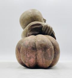 Large Carved Wood Sculpture of a Sleeping Child with Pumpkin Southeast Asia - 4220238