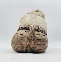Large Carved Wood Sculpture of a Sleeping Child with Pumpkin Southeast Asia - 4220244