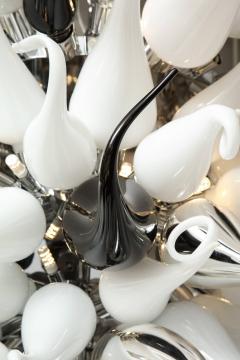 Large Chandelier in Black White and Mercury Murano Glass Italy - 1566117