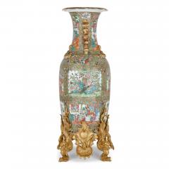 Large Chinese Canton famille verte ormolu mounted porcelain vase - 3989297