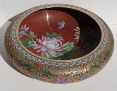 Large Chinese Cloisonn Champlev Floral Bowl - 3061377