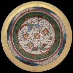 Large Chinese Cloisonne Enamel Over Bronze Charger - 3901560