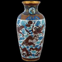 Large Chinese Dragon Cloisonne Enamel Over Brass Vase - 3904210