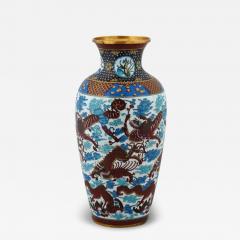 Large Chinese Dragon Cloisonne Enamel Over Brass Vase - 3934379