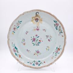 Large Chinese Export Mid 18th Century Armorial Charger in Famille Rose Colors - 2655478