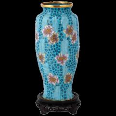 Large Chinese Floral Cloisonne Enamel Vase W Stand - 3904184