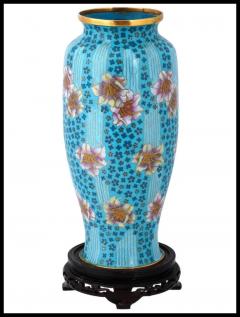 Large Chinese Floral Cloisonne Enamel Vase W Stand - 3904212