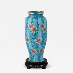 Large Chinese Floral Cloisonne Enamel Vase W Stand - 3934377