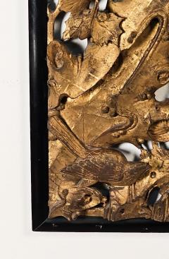Large Chinese Giltwood Panel with Birds and Flowers Qing Dynasty - 3159669