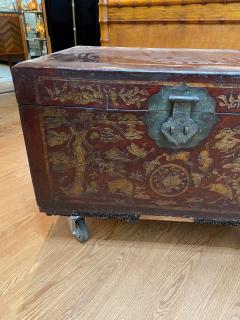 Large Chinese Leather Trunk - 2157086