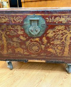 Large Chinese Leather Trunk - 2157087