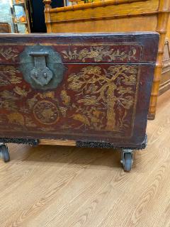 Large Chinese Leather Trunk - 2157088