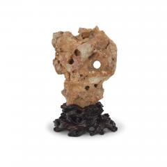 Large Chinese Taihu Scholar Stone on Custom Carved Wood Stand - 4504020