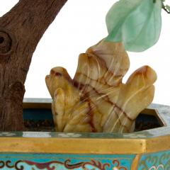 Large Chinese hardstone model of a flower tree in a cloisonn enamel planter - 3667381