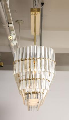 Large Clear Murano Glass Rods with Brass Frame Tiered Oval Chandelier Italy - 3526266