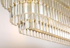 Large Clear Murano Glass Rods with Brass Frame Tiered Oval Chandelier Italy - 3526276