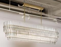 Large Clear Murano Glass Rods with Brass Frame Tiered Oval Chandelier Italy - 4443753