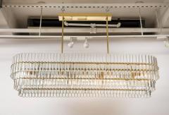 Large Clear Murano Glass Rods with Brass Frame Tiered Oval Chandelier Italy - 4443757