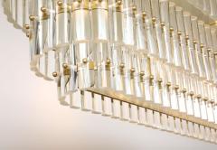 Large Clear Murano Glass Rods with Brass Frame Tiered Oval Chandelier Italy - 4443760