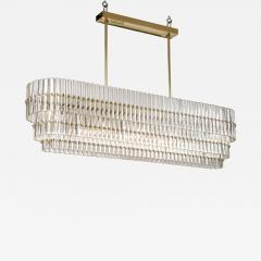 Large Clear Murano Glass Rods with Brass Frame Tiered Oval Chandelier Italy - 4444032