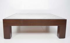 Large Coffee Table with Chunky Wood Bse and Mirrored Top - 1261620