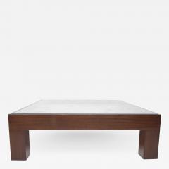 Large Coffee Table with Chunky Wood Bse and Mirrored Top - 1263304