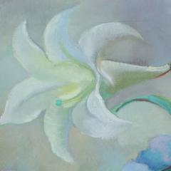 Large Colorful Mid 20th Century Oil Painting Still Life of Greenhouse Flowers - 3287761