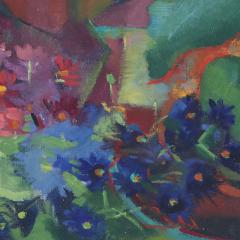 Large Colorful Mid 20th Century Oil Painting Still Life of Greenhouse Flowers - 3287763