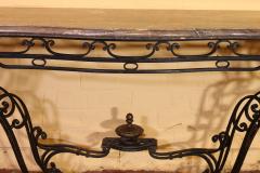 Large Console In Wrought Iron And Marble 19th Century - 3151987