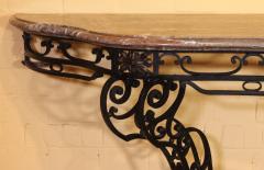 Large Console In Wrought Iron And Marble 19th Century - 3151991