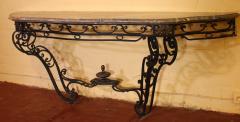 Large Console In Wrought Iron And Marble 19th Century - 3151993