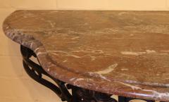 Large Console In Wrought Iron And Marble 19th Century - 3151997