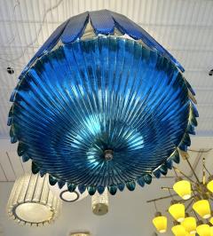 Large Contemporary Balloon Chandelier Brass and Blue Murano Glass Italy - 3479969