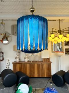 Large Contemporary Balloon Chandelier Brass and Blue Murano Glass Italy - 3479970