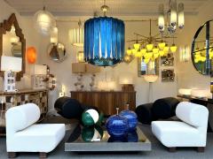 Large Contemporary Balloon Chandelier Brass and Blue Murano Glass Italy - 3479972